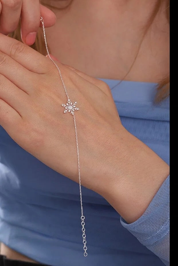 925 Sterling Silver Snowflake Bracelet With White Zircon Stone